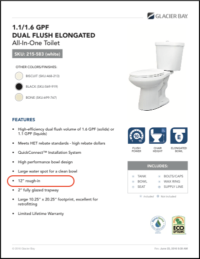 14 inch toilet discount rough in